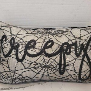 "Creepy" Spiderweb Pillow NWOT Goth Spooky Halloween Decor